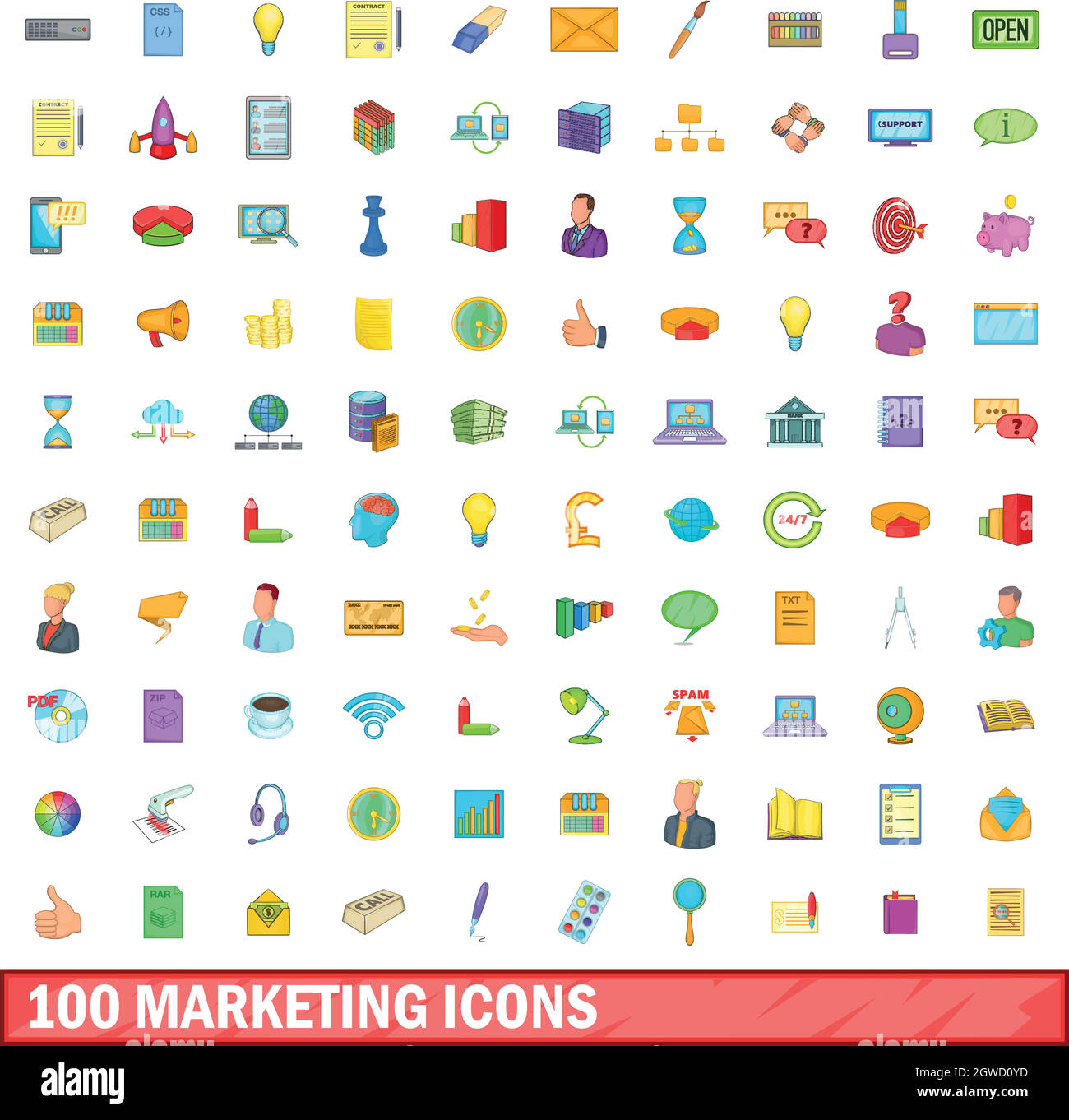 100 marketing icons set, cartoon style Stock Vector Image & Art - Alamy