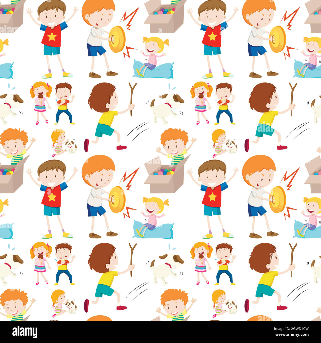 Seamless background design with kids playing Stock Vector Image & Art