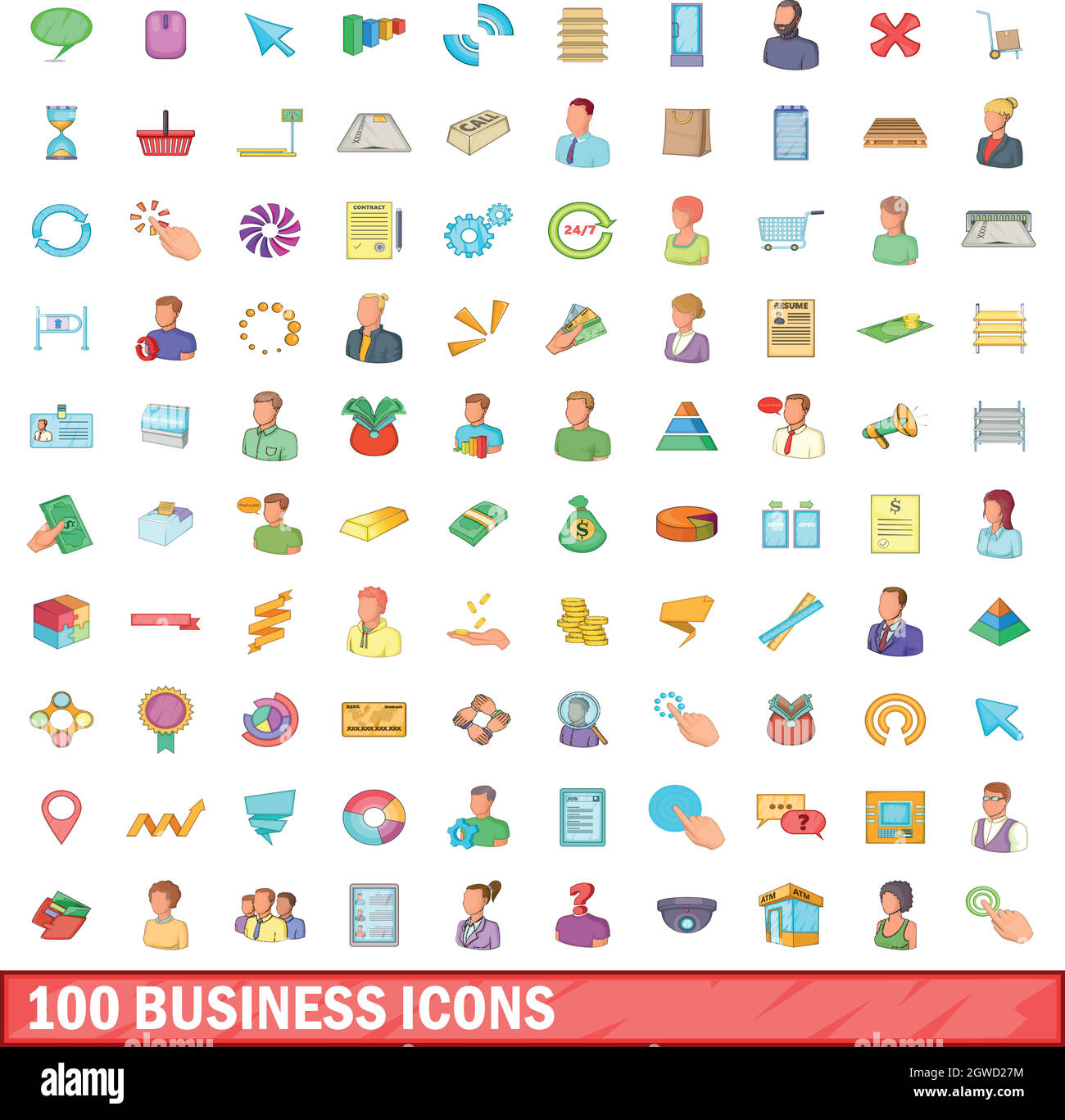 100 business icons set, cartoon style Stock Vector Image & Art - Alamy