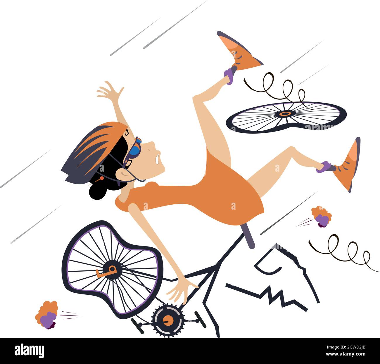 Cyclist Falling Down From The Bicycle Isolated Illustration Cyclist 