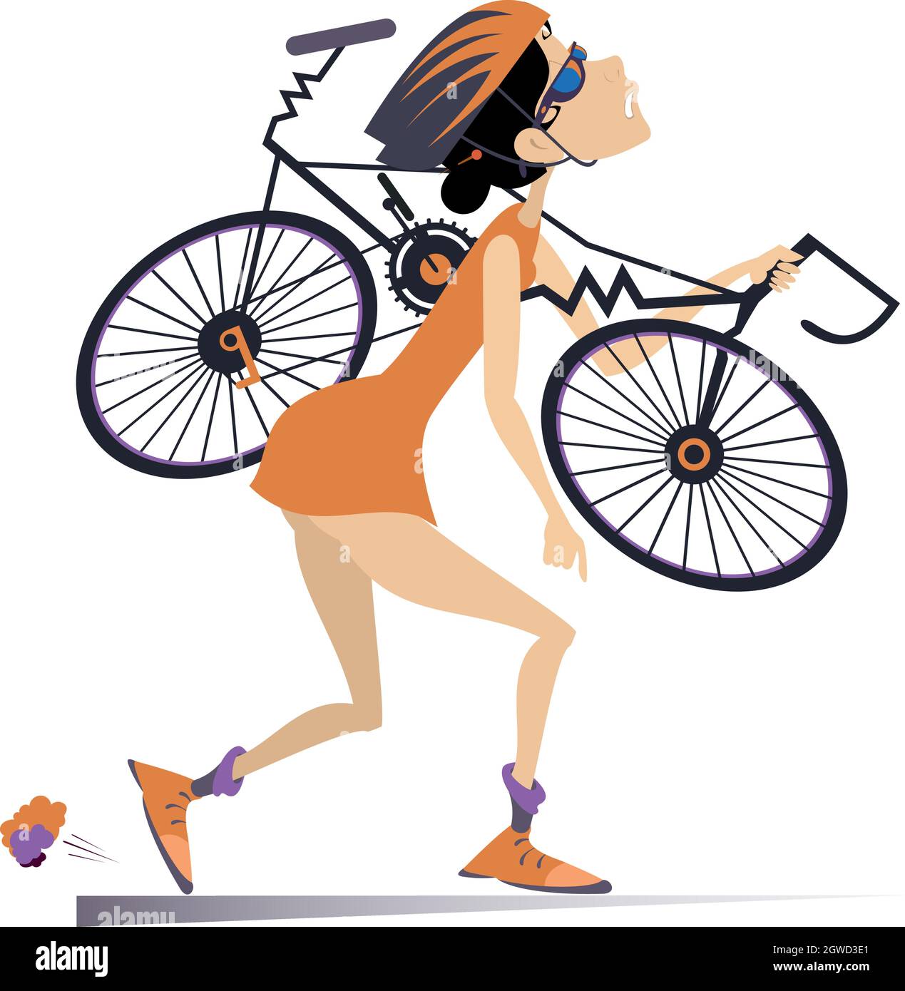 Broken bike in road Stock Vector Images Alamy