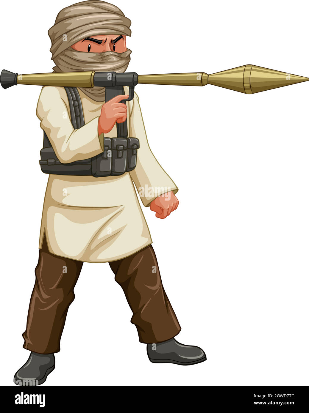 Terrorist with bazooka and bullet pack Stock Vector
