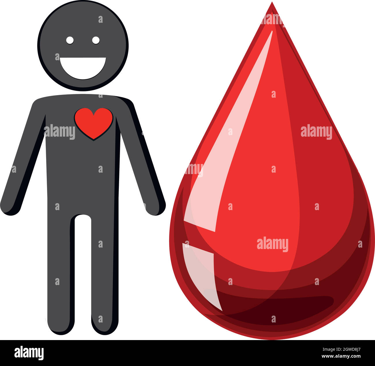 Human heart and drop of blood Stock Vector