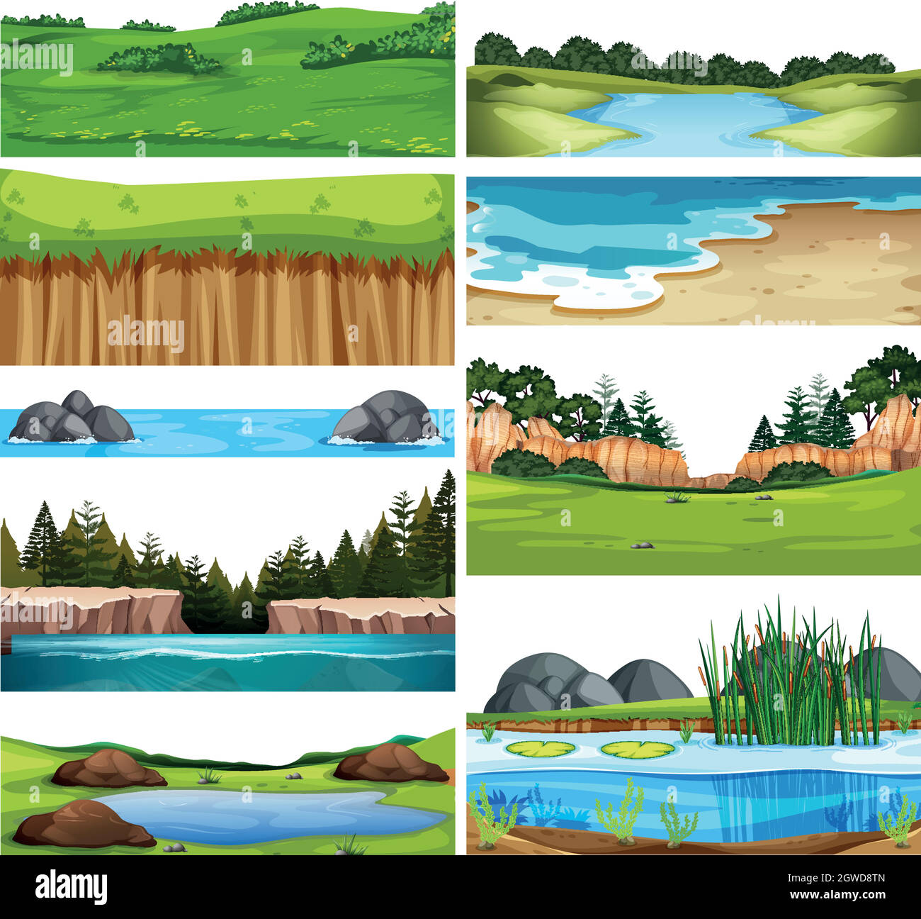 Set of nature landscape Stock Vector Image & Art - Alamy