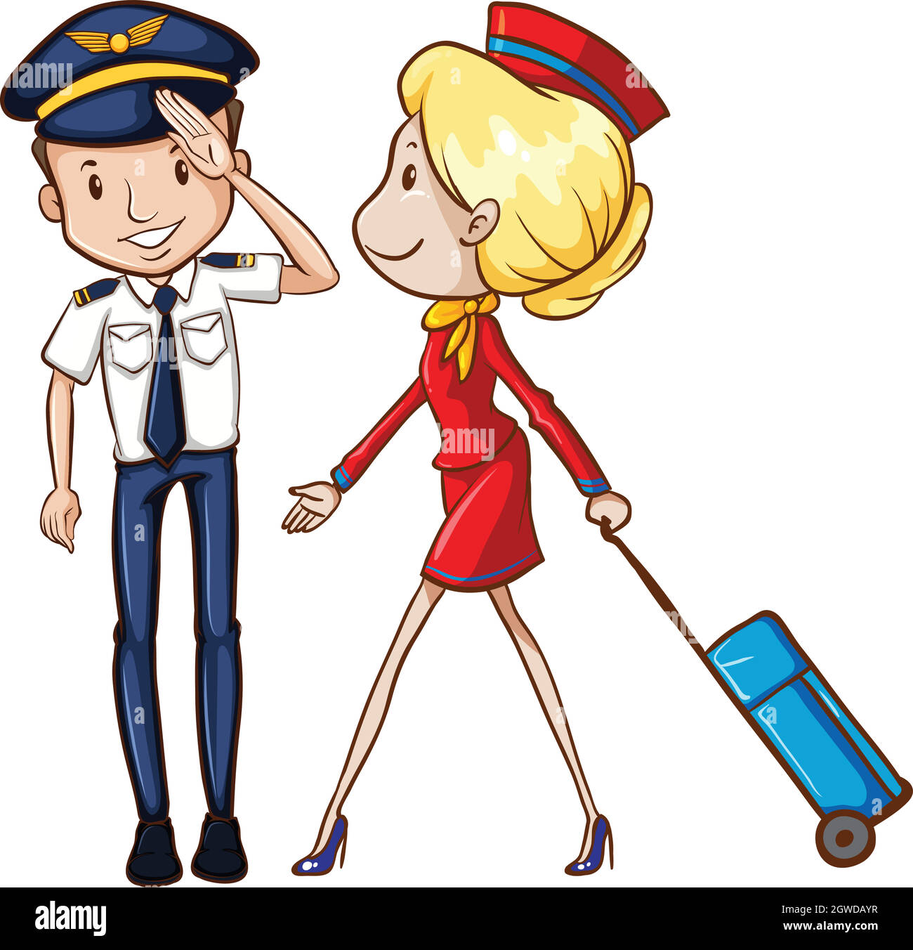 Pilot and flight attendant Stock Vector