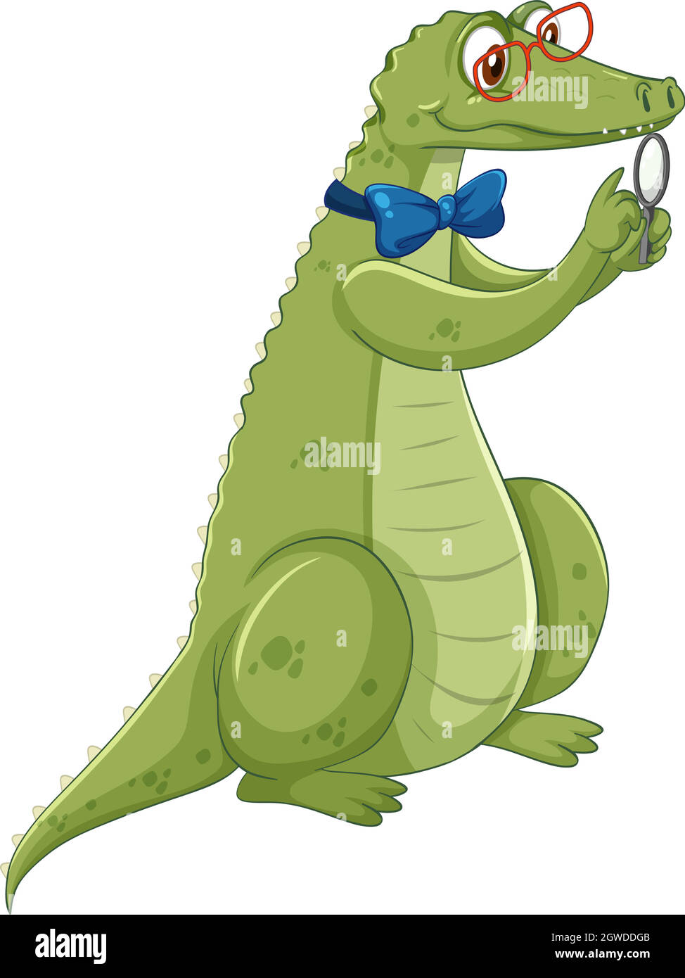 Nerdy crocodile cartoon character isolated on white background Stock Vector