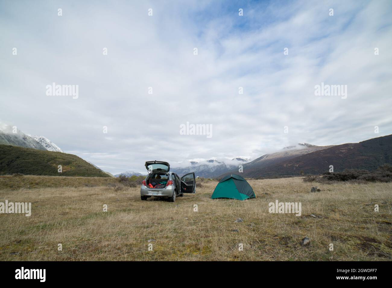 Camping In South Island, New Zealand. Stock Photo
