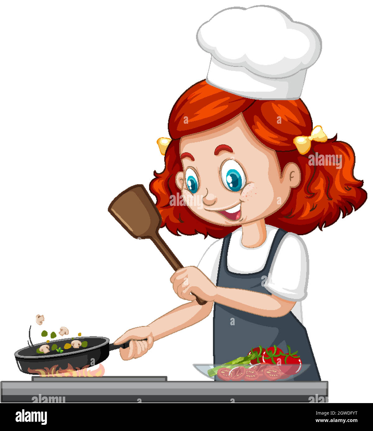 Girl wearing chef hat Stock Vector Images Alamy