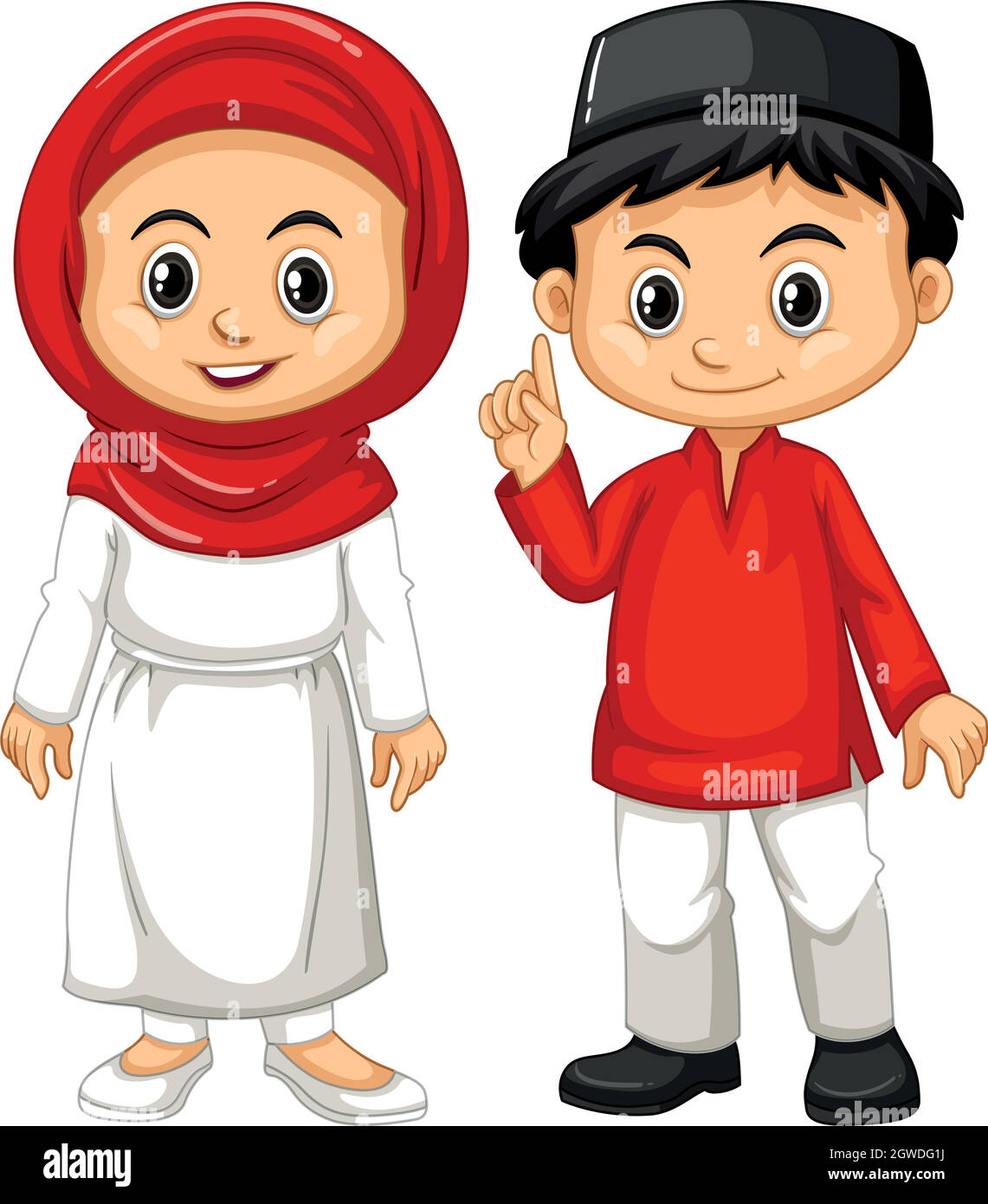 Indonesian boy and girl in traditional outfit Stock Vector