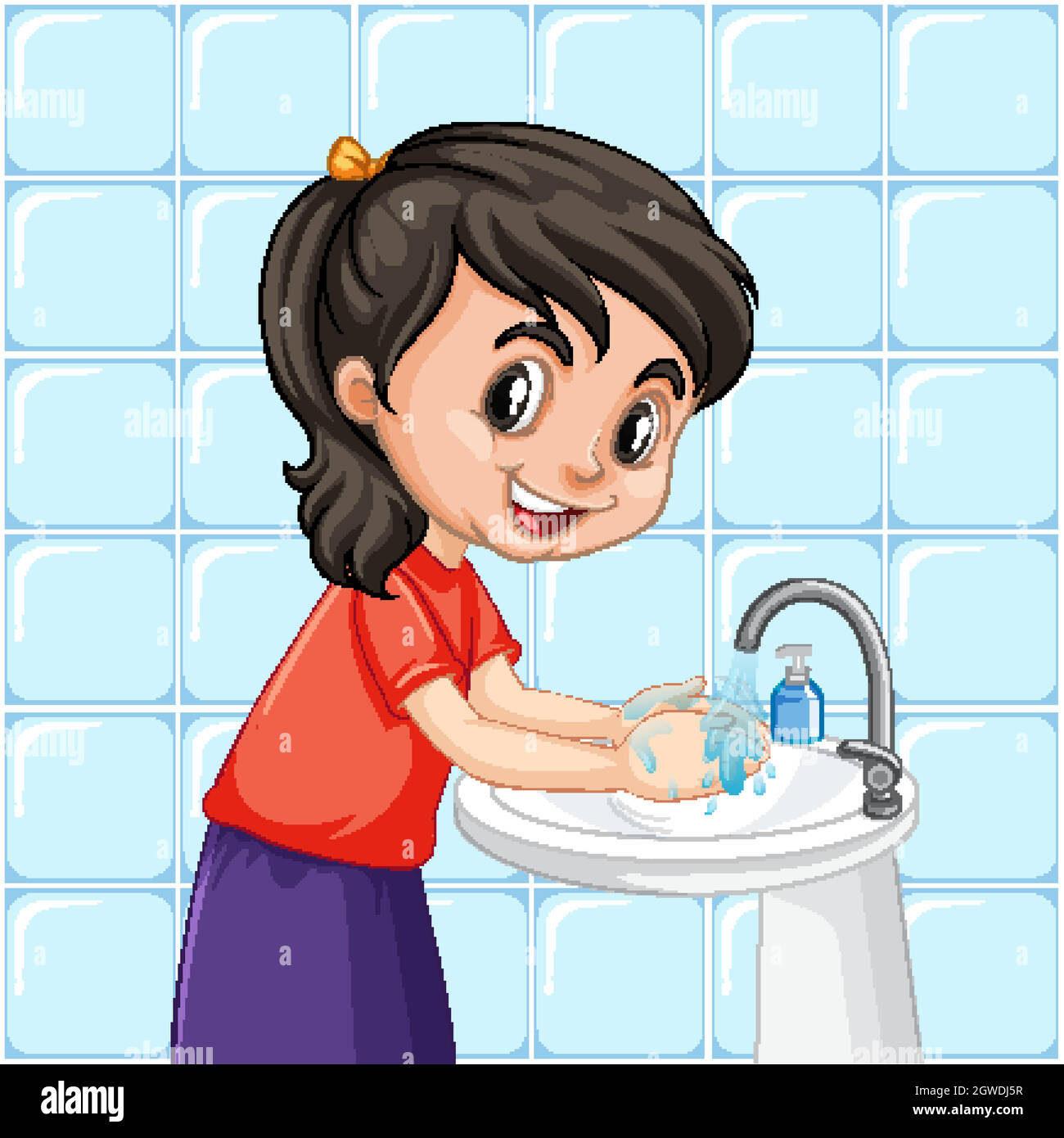 A girl cleaning hands Stock Vector Image & Art Alamy