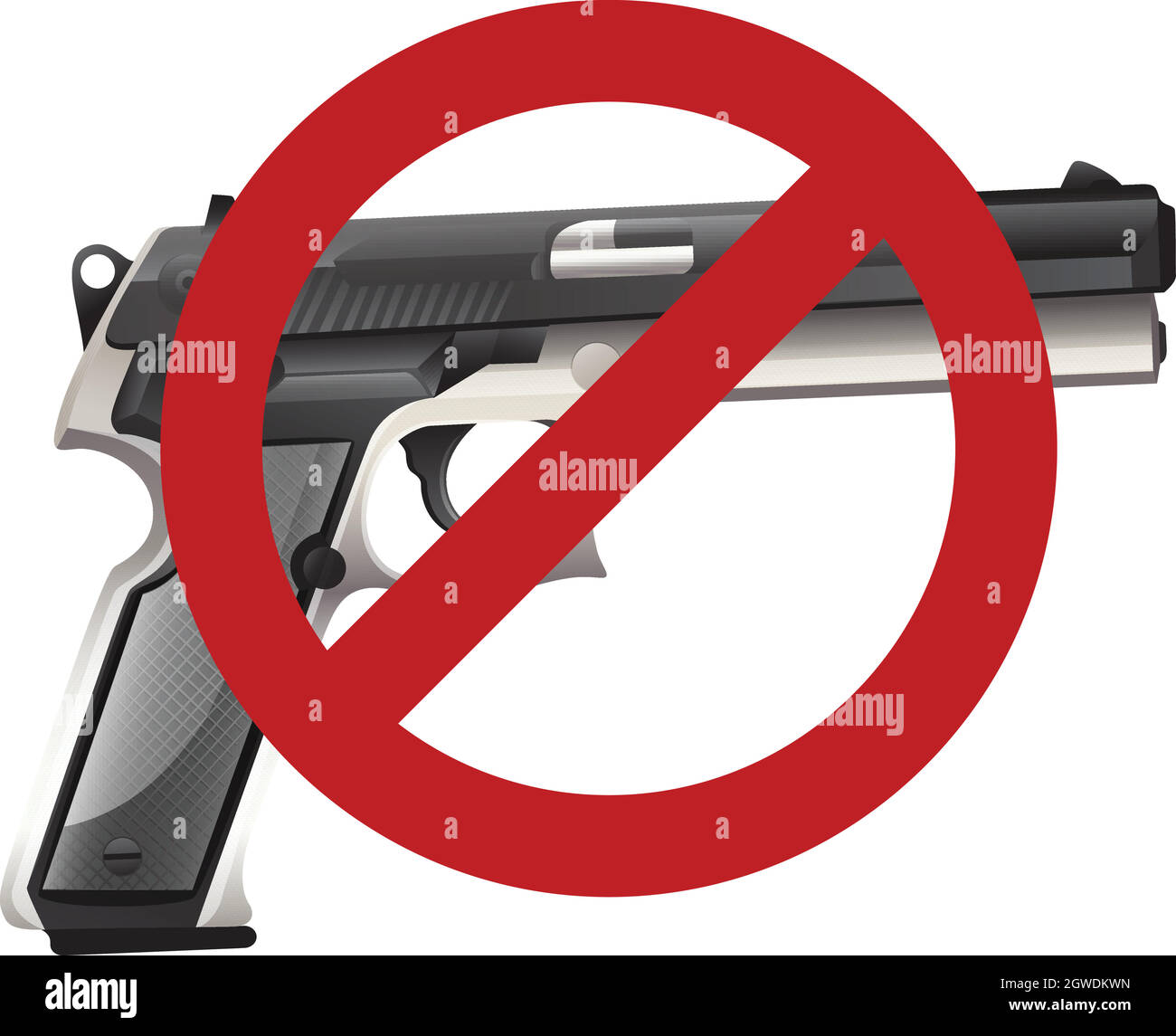 Gun control sign with firegun Stock Vector