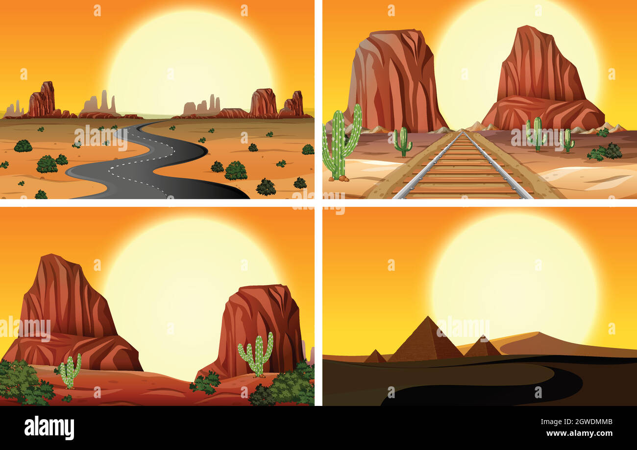 Desert orange landscape Stock Vector Images - Alamy