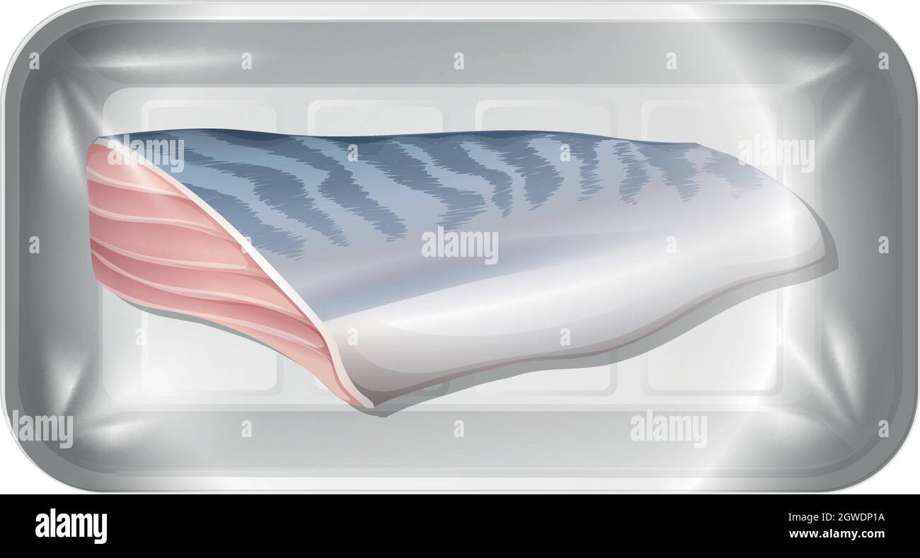 Isolated fish fillet on tray Stock Vector