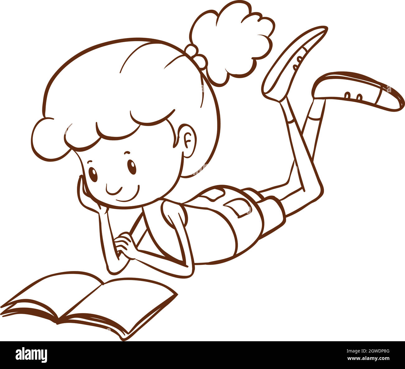 How to draw a Girl reading a book, Easy drawing for beginners