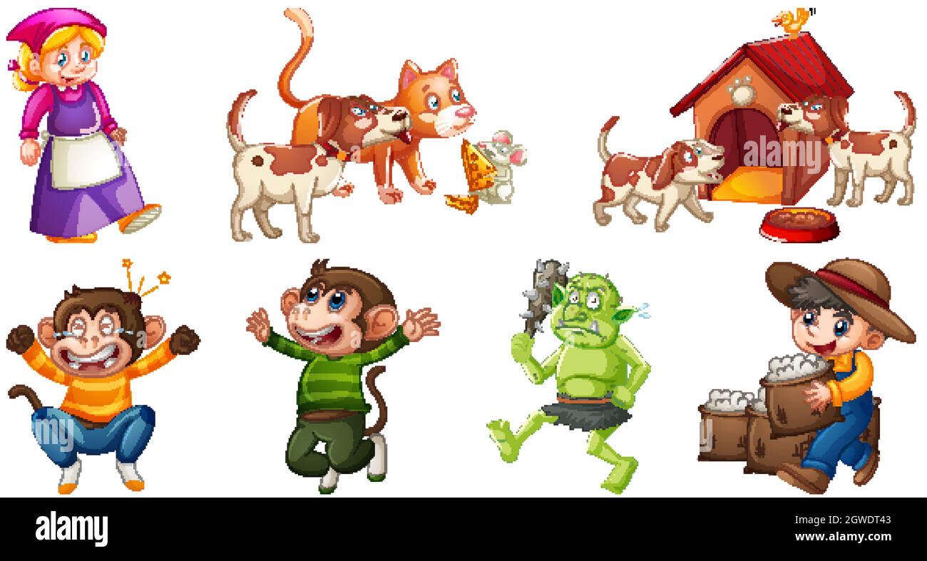 set-of-different-nursery-rhyme-character-isolated-on-white-background