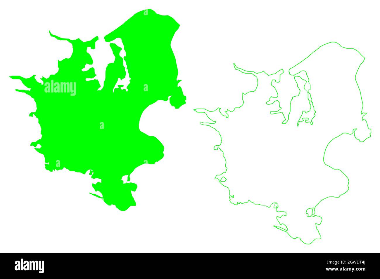Zealand island (Kingdom of Denmark) map vector illustration, scribble sketch Sealand map Stock Vector