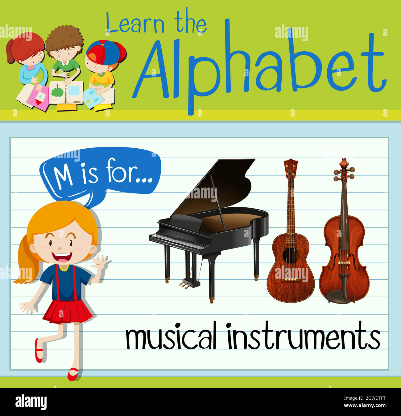 Flashcard letter M is for musical instruments Stock Vector Image & Art ...