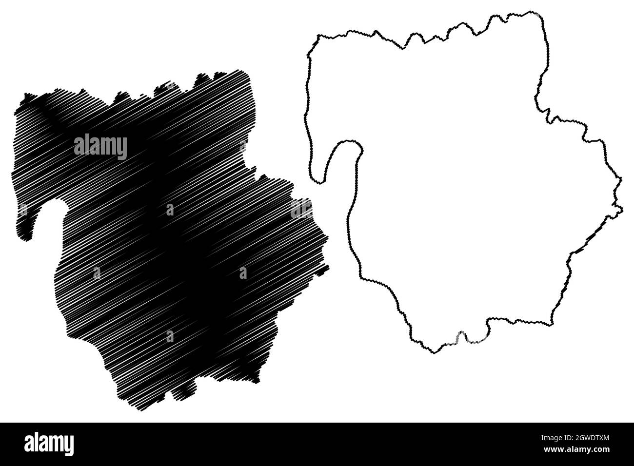 Churachandpur district (Manipur State, Republic of India) map vector
