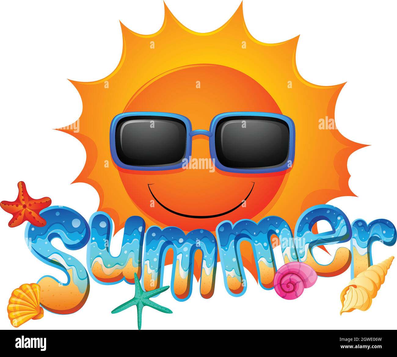 A summer artwork with a sun Stock Vector