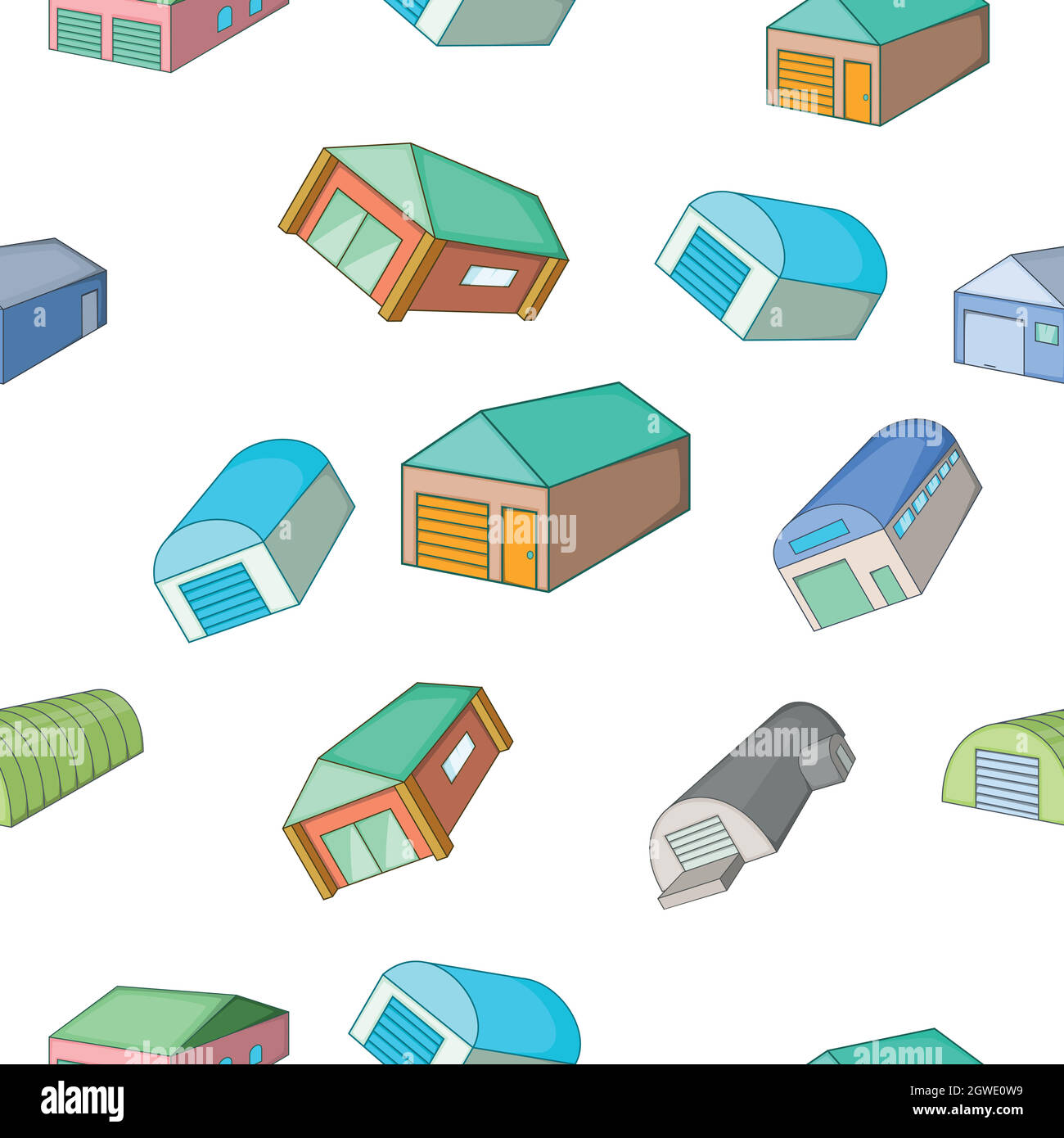 Garage pattern, cartoon style Stock Vector