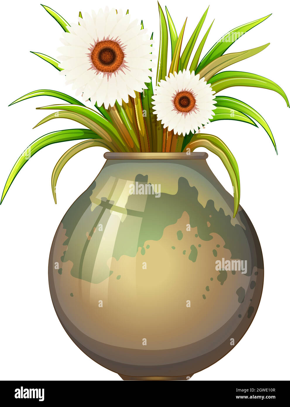 A flowering plant in a big pot Stock Vector