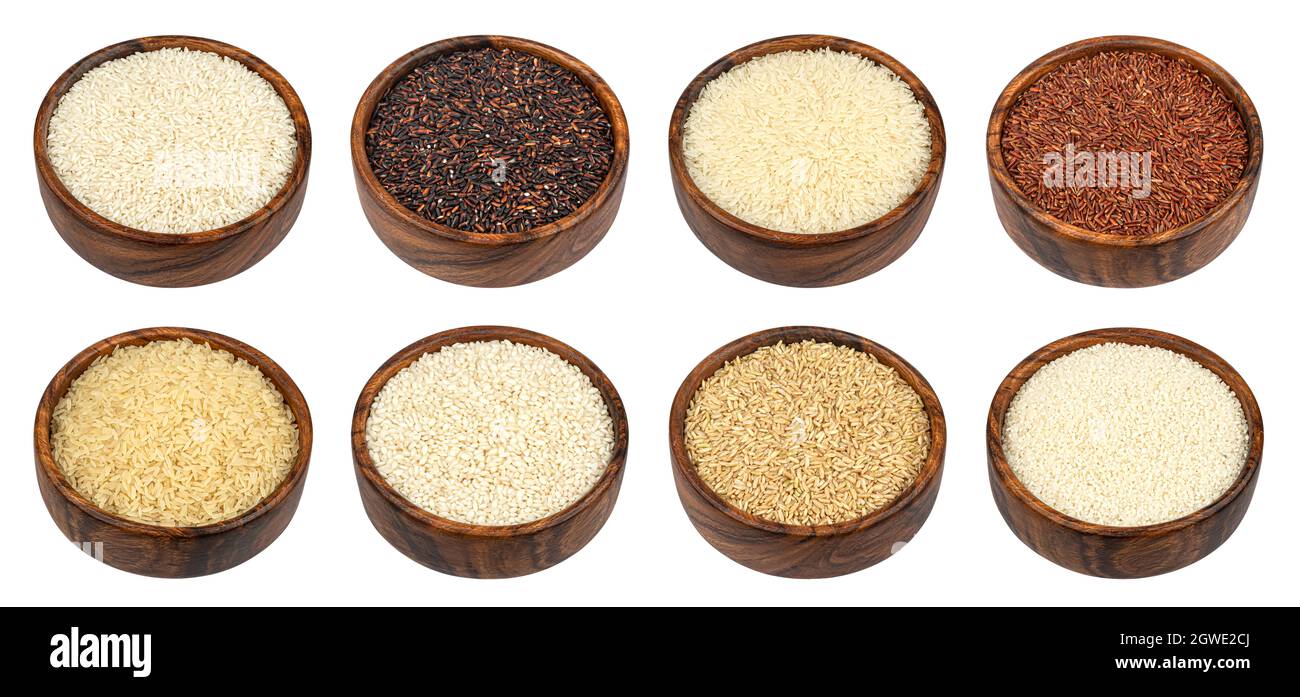 Collection of rice isolated on white background Stock Photo - Alamy