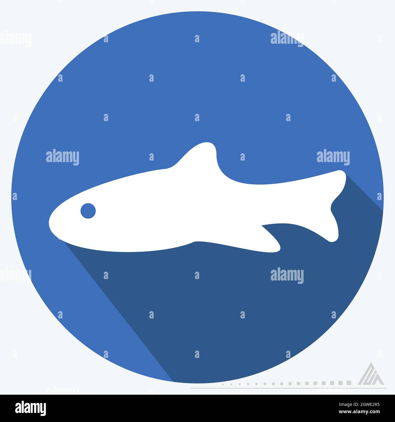 Icon Fish - Long Shadow Style - Simple illustration, Editable
