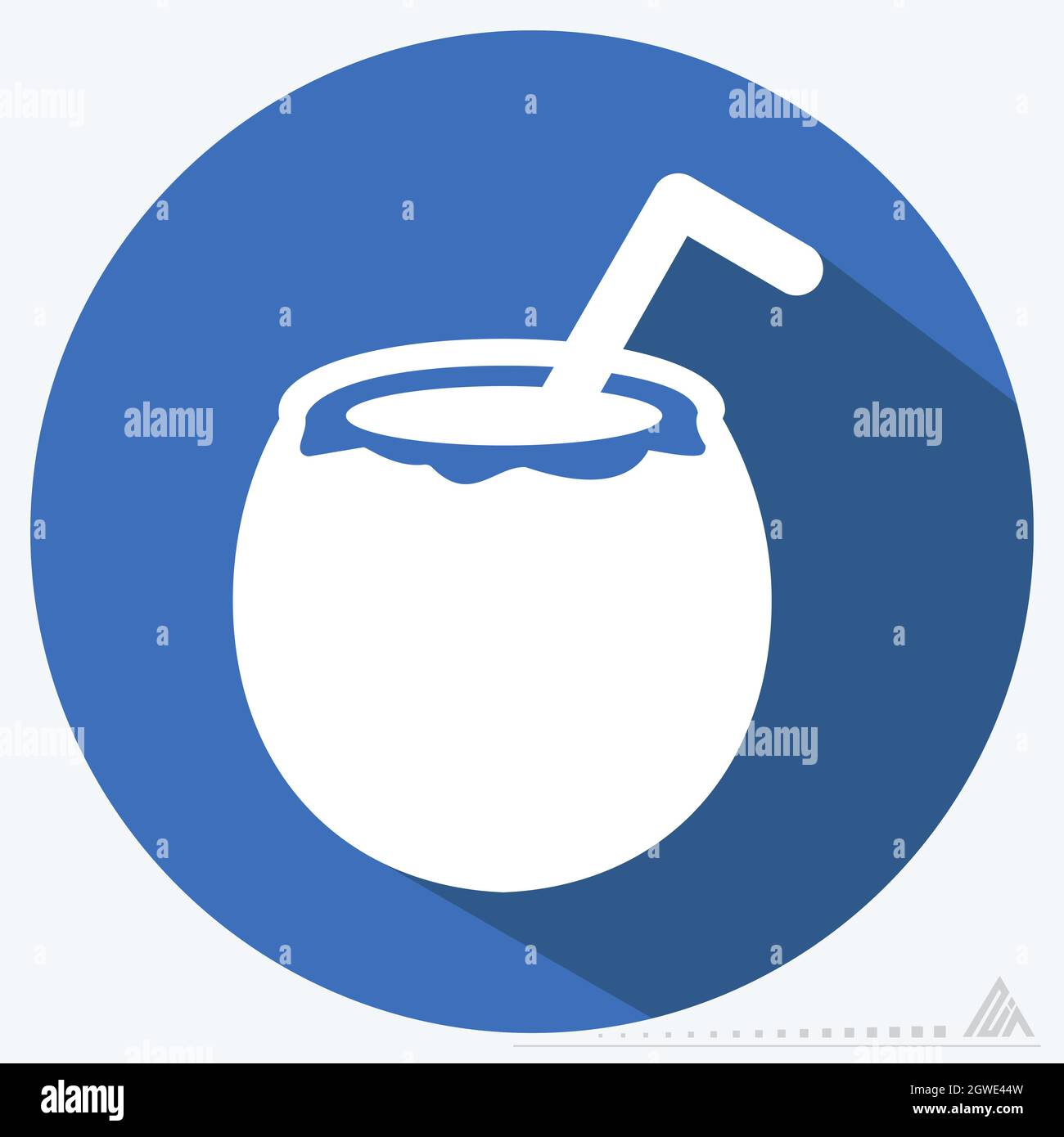 Icon Coconut - Long Shadow Style - Simple illustration, Editable stroke, Design template vector, Good for prints, posters, advertisements, announcemen Stock Vector
