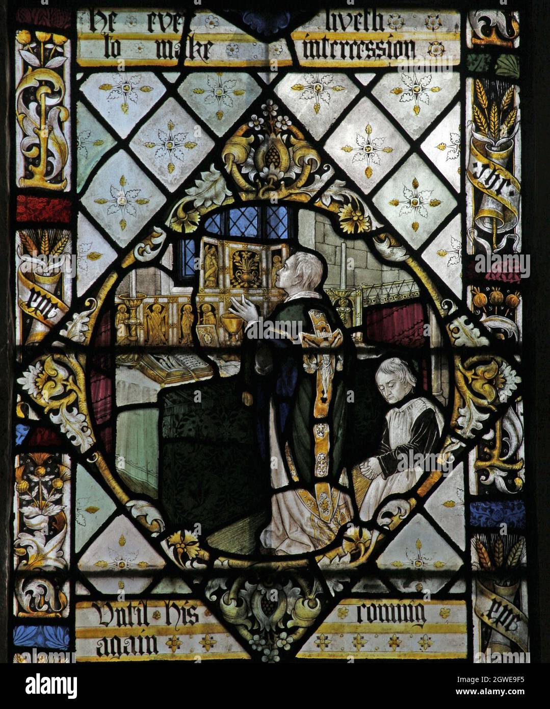 Detail of a stained glass window by Frederick Charles Eden (1864-1944), Church of St Peter and St Paul, Steeple Aston, Oxfordshire Stock Photo