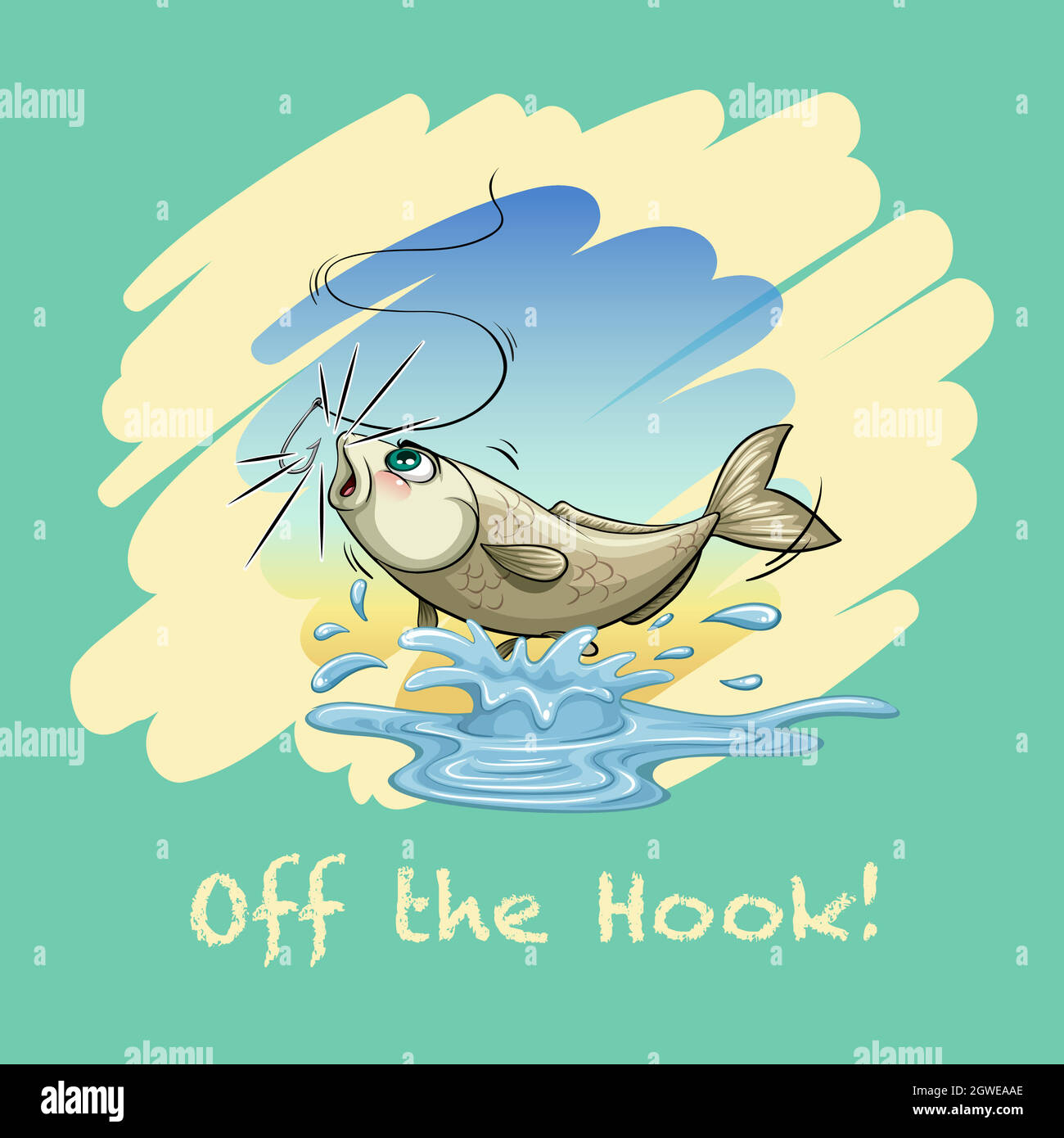 Idiom off the hook Stock Vector