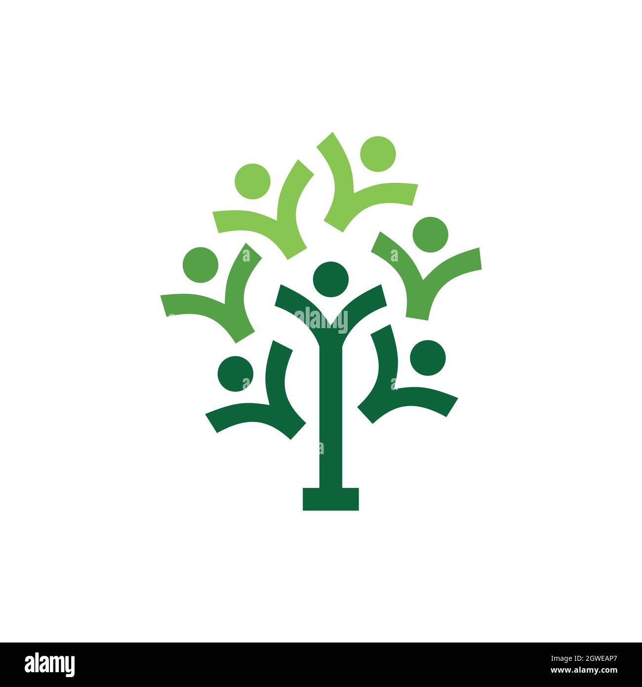 abstract tree people connection logo icon flat vector concept graphic ...