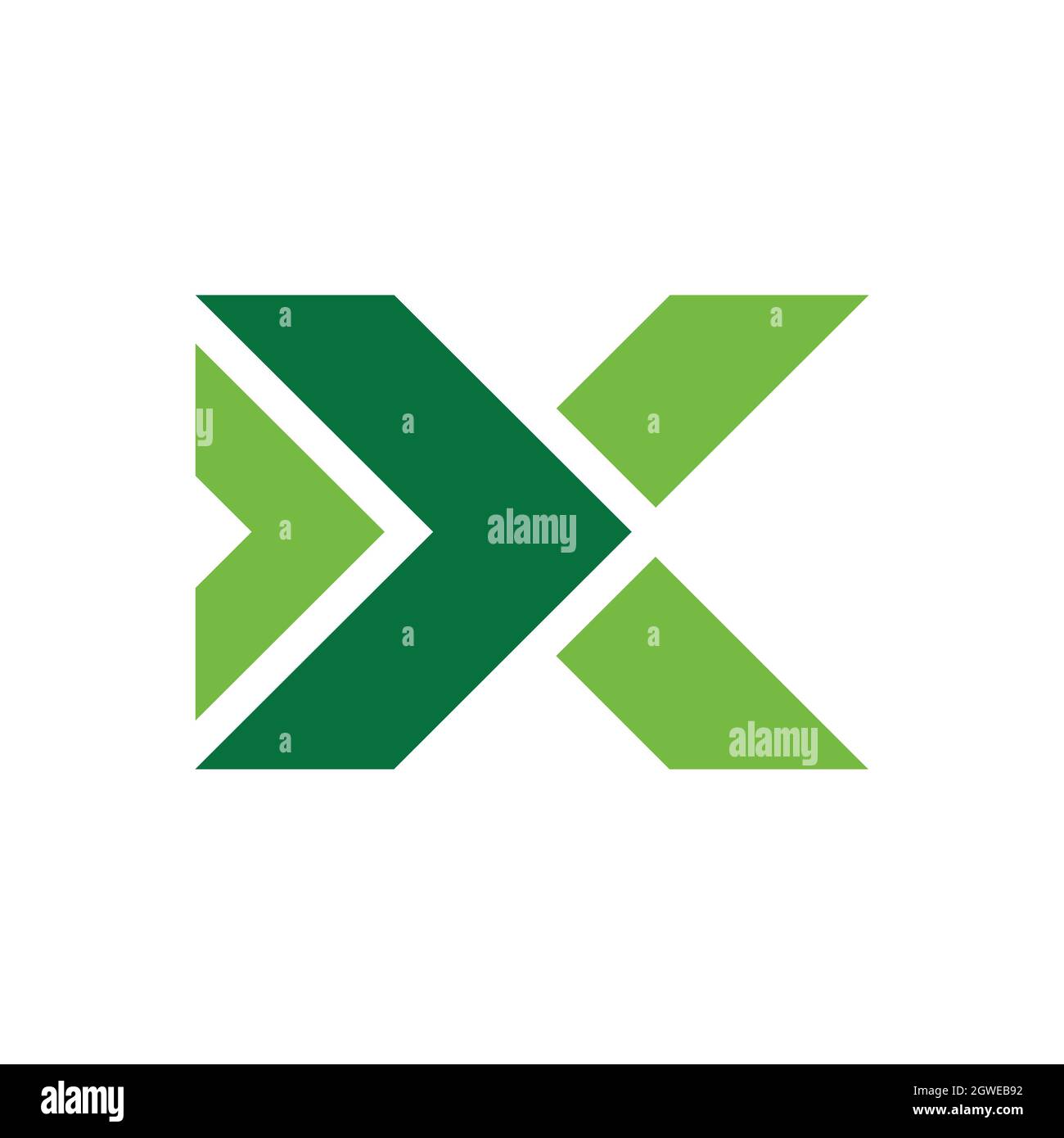 arrow letter x stylish green logo icon flat vector concept graphic design Stock Vector