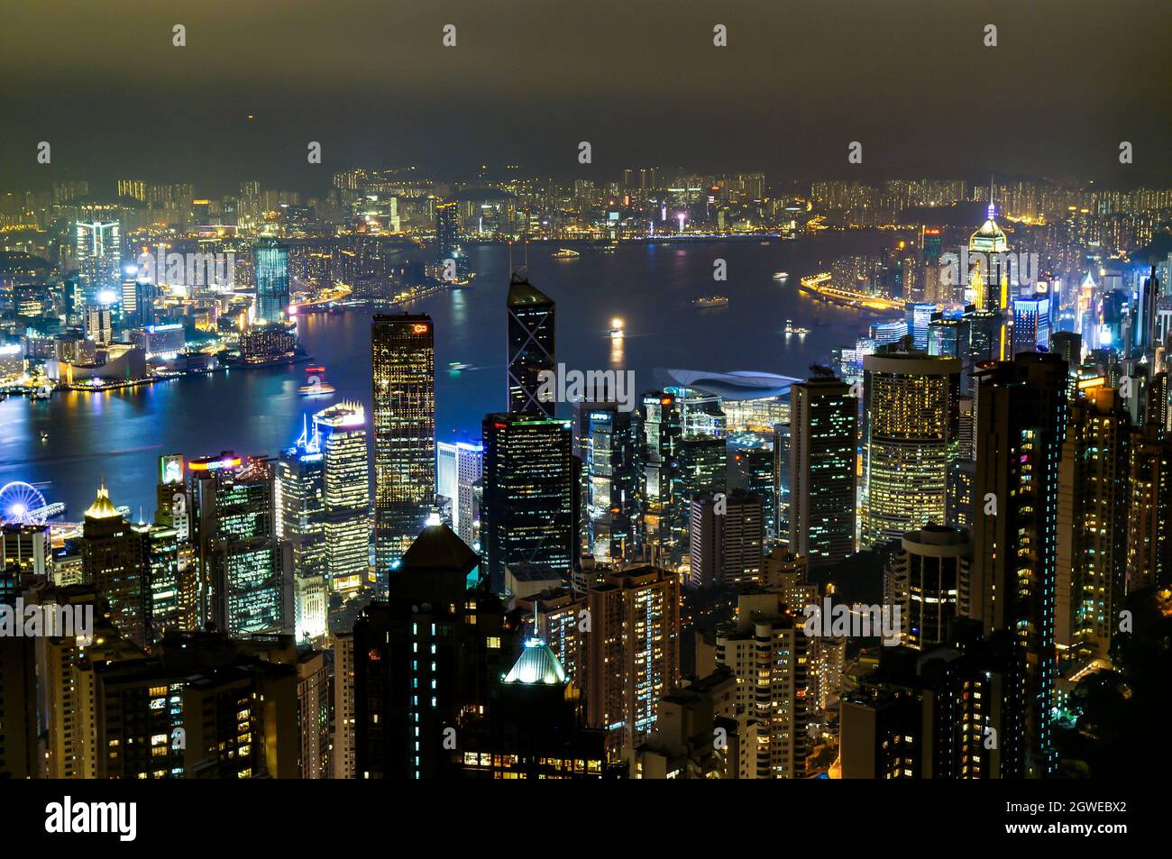 Night View Of Victoria Peak In Hong Kong Stock Photo Alamy