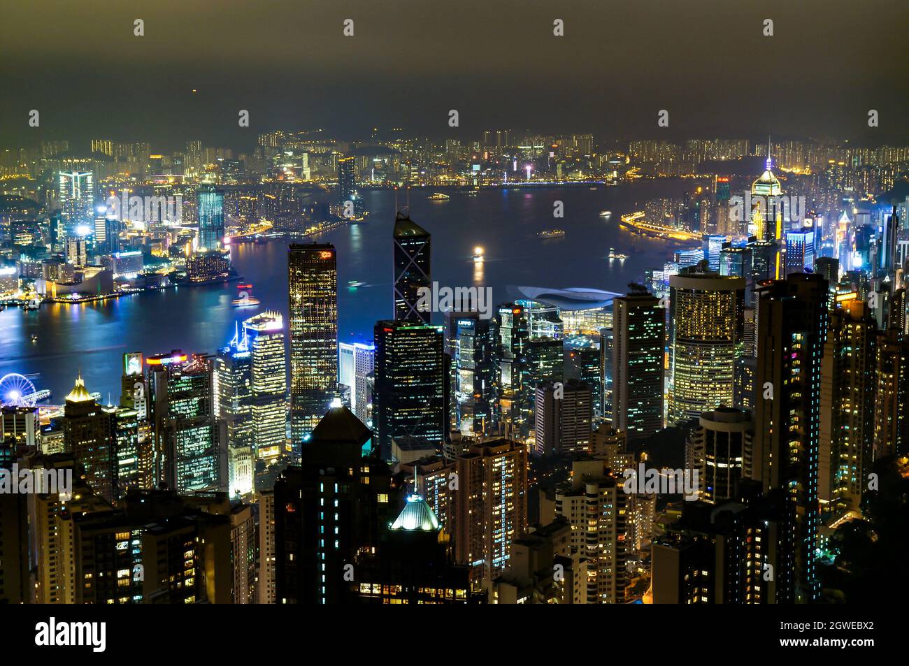 Night View Of Victoria Peak In Hong Kong Stock Photo - Alamy