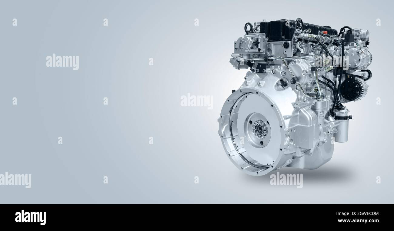 Modern diesel engine on gray background Stock Photo Alamy