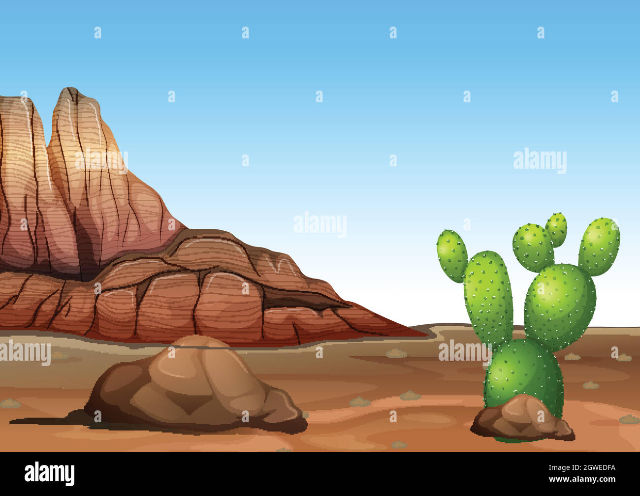A desert with a cactus Stock Vector