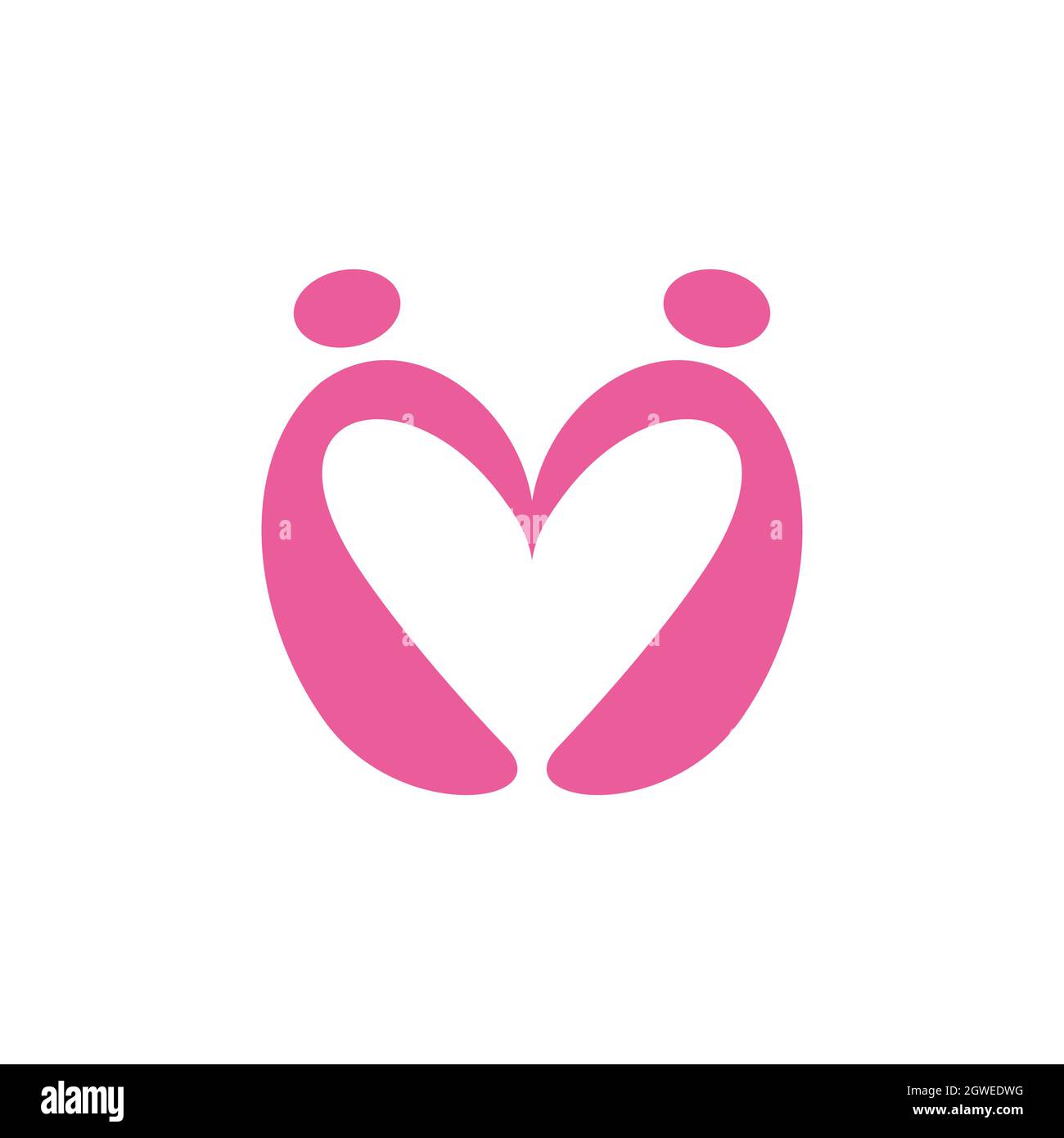 letter M couple love logo icon flat vector concept graphic design Stock Vector