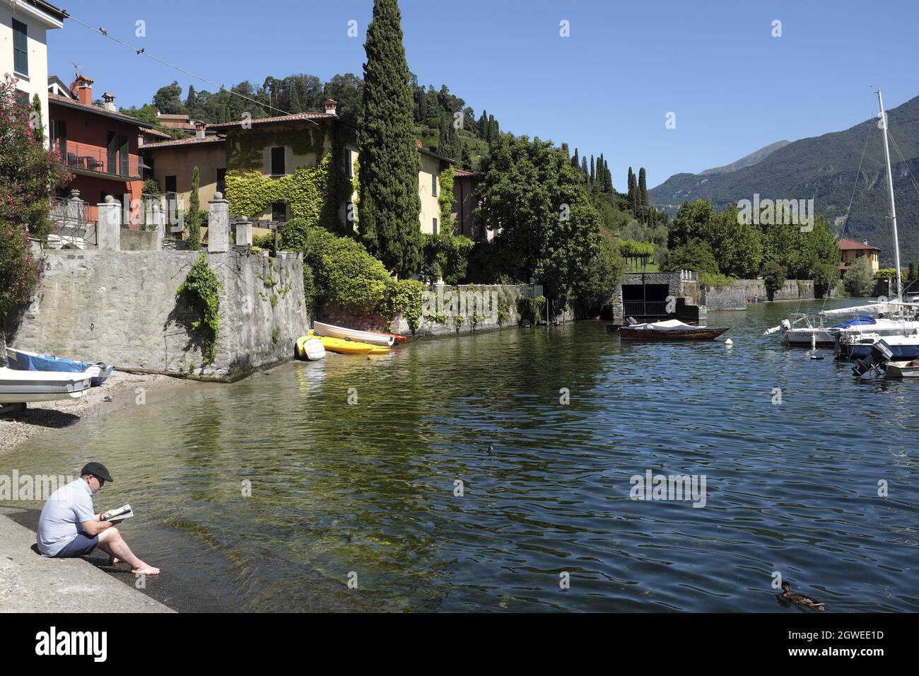 The harbour of Pescallo, near Bellagio, Lake Como, Italy. Stock Photo