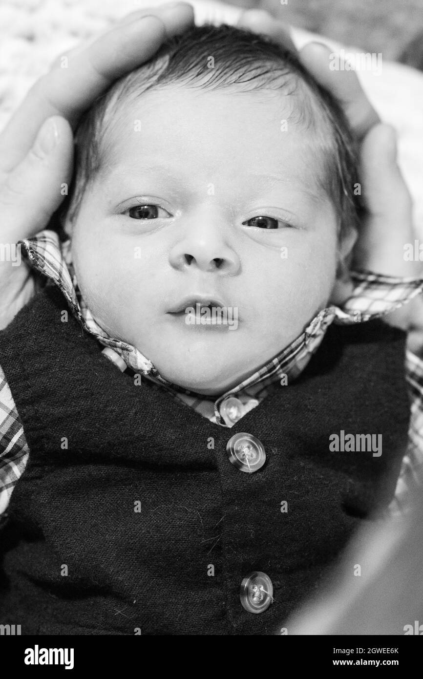 Portrait Of Cute Newborn Baby Boy Stock Photo Alamy