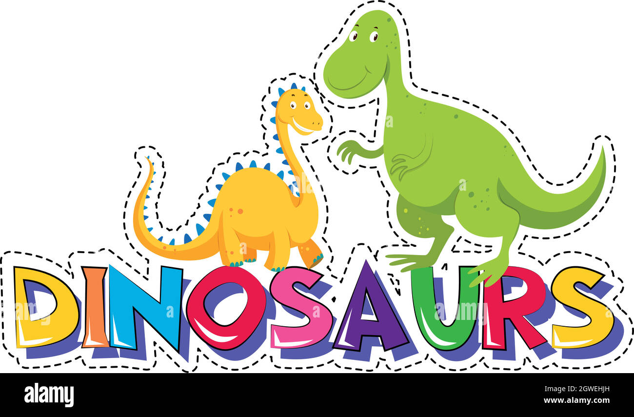 Sticker design for dinosaurs Stock Vector