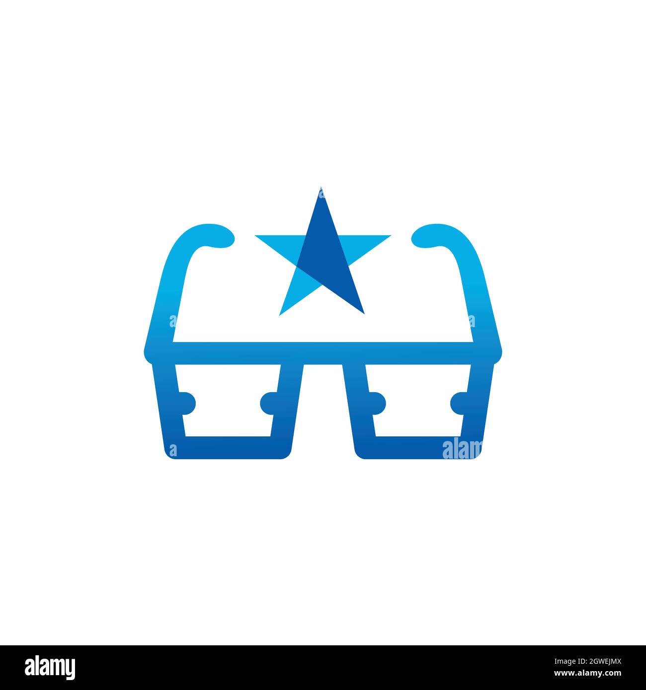 three dimensional glasses star logo icon flat vector concept graphic design Stock Vector