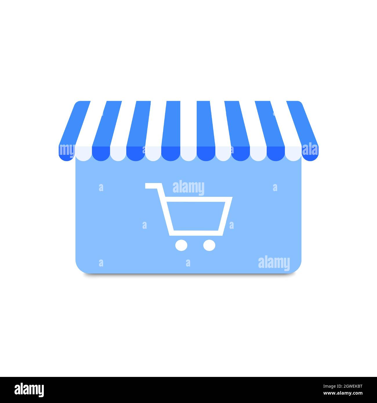 Online shopping vector concept. Mockup shop and shopping basket. Template logo, image. Vector illustration. Stock Vector
