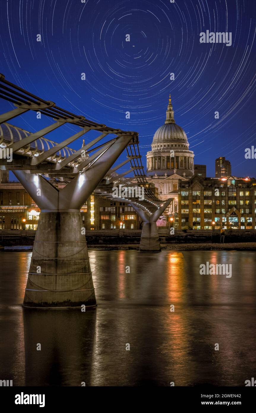 Startrails in The City Of London Stock Photo