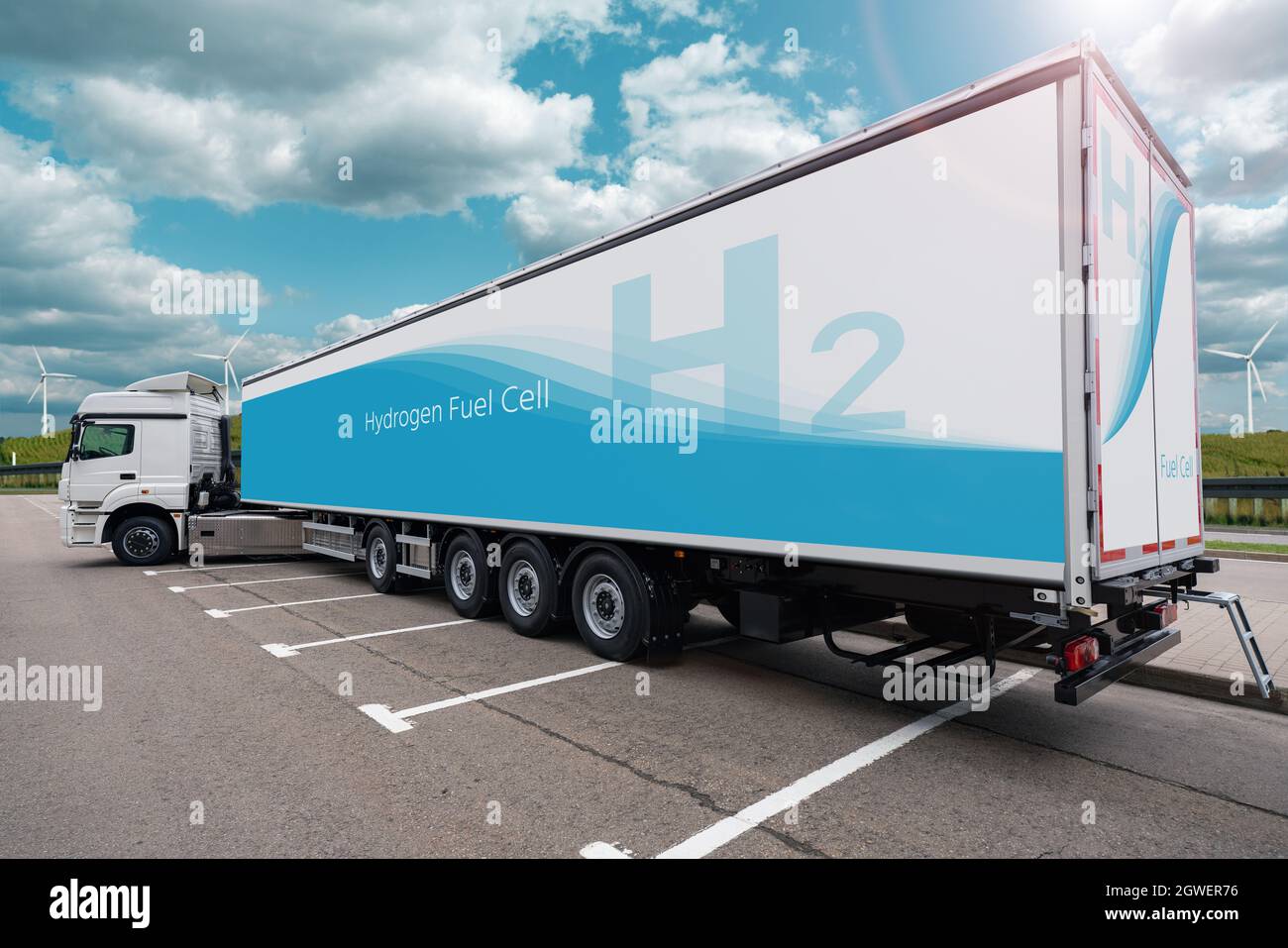 Hydrogen fuel cell semi truck. Ecofriendly commercial vehicle concept Stock Photo Alamy