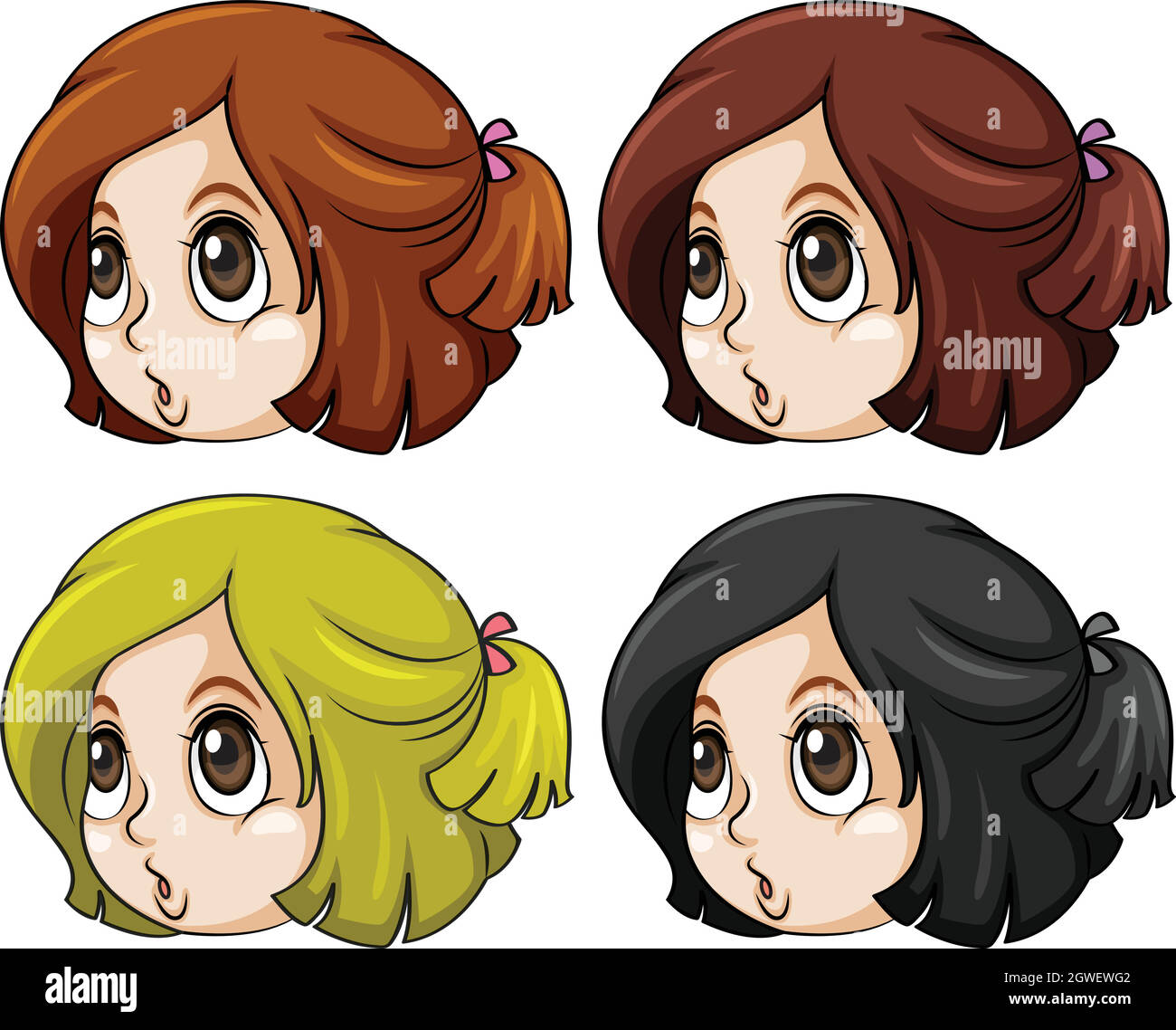 Girls with different hair colors Stock Vector