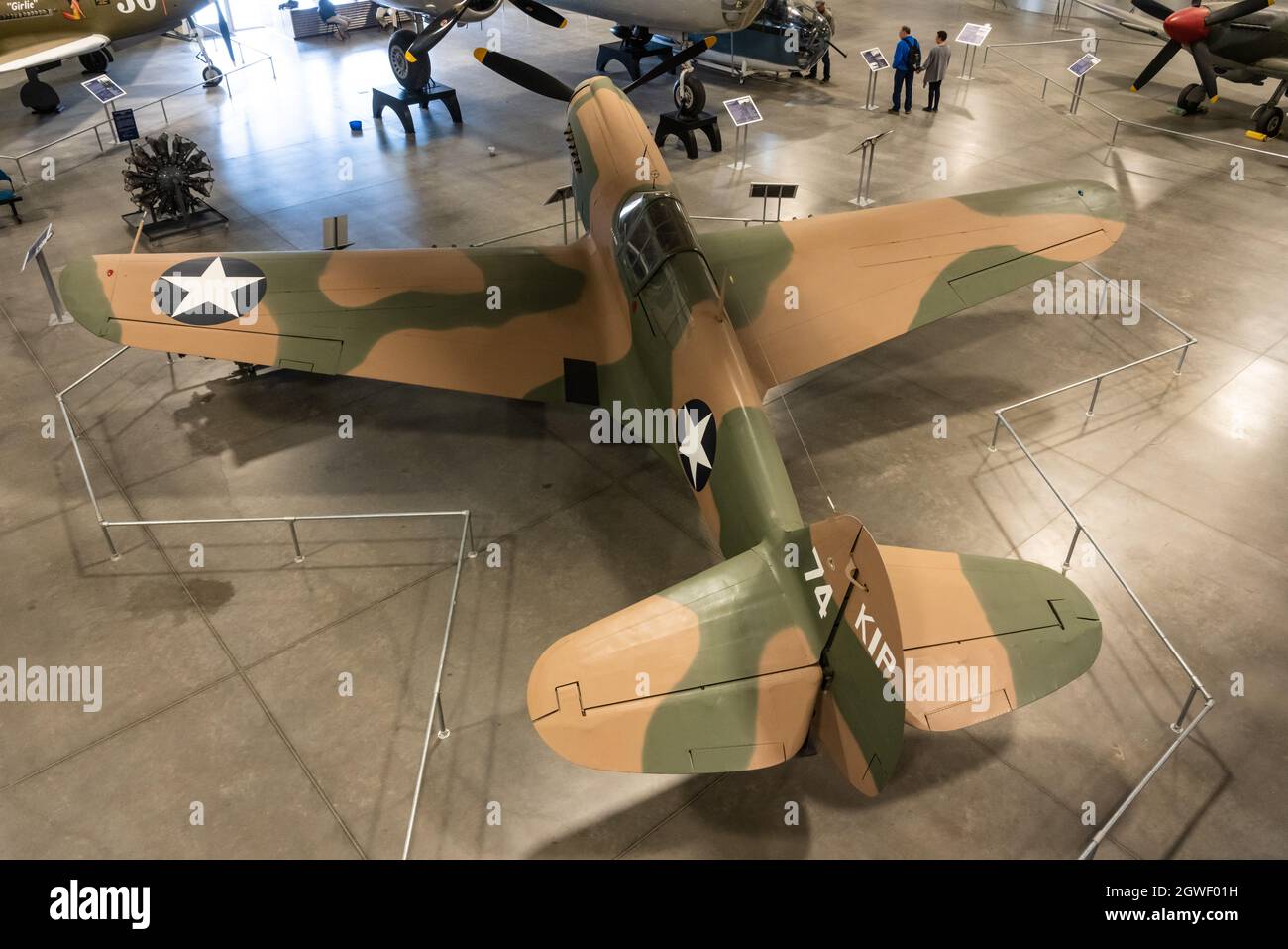 A Curtiss P-40E Warhawk U.S. Army Air Forces multi-role fighter in World War II.  Pima Air & Space Museum, Tucson, Arizona. Stock Photo