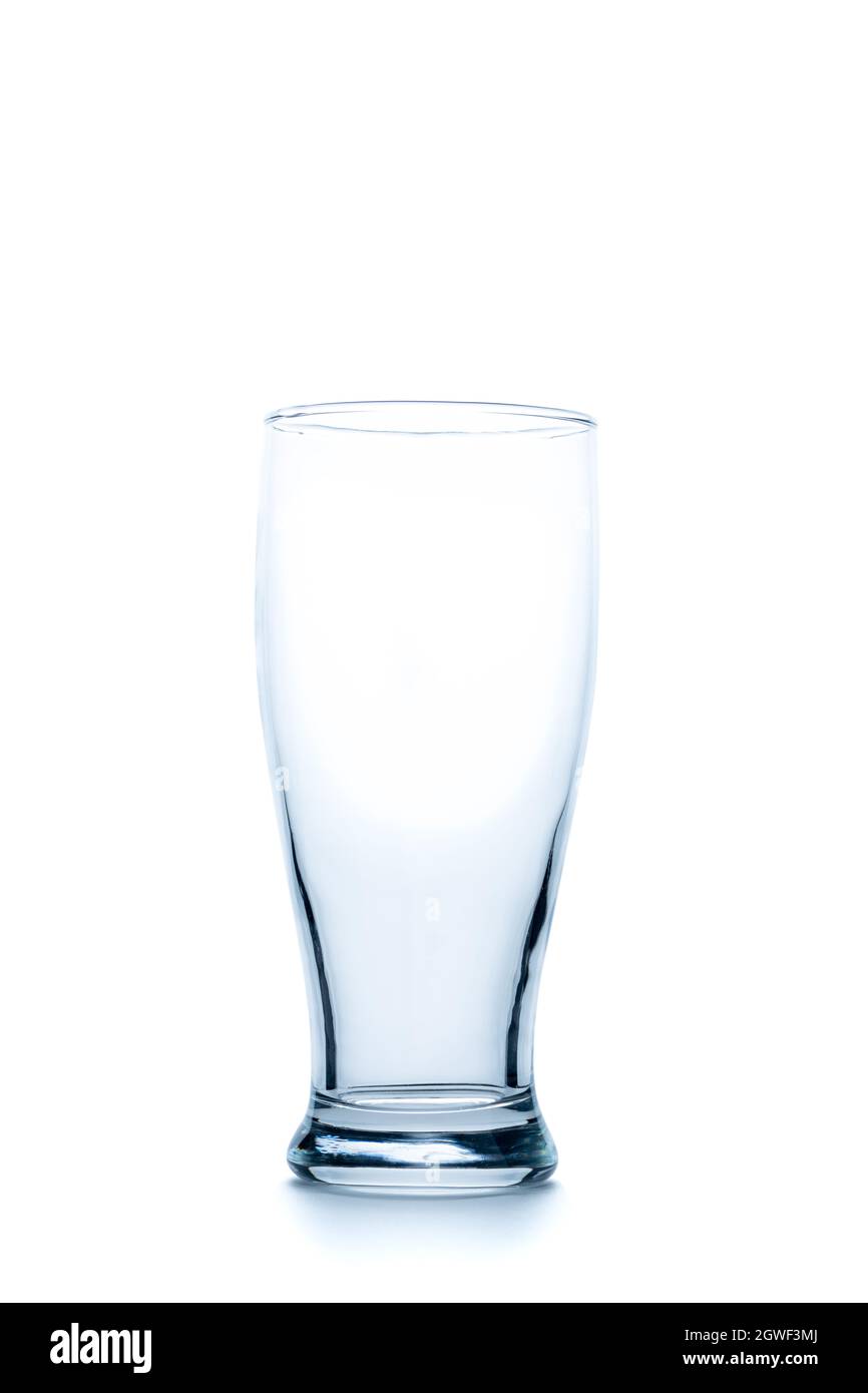 empty Pilsner glass or beer glass isolated on white background, glassware concept Stock Photo