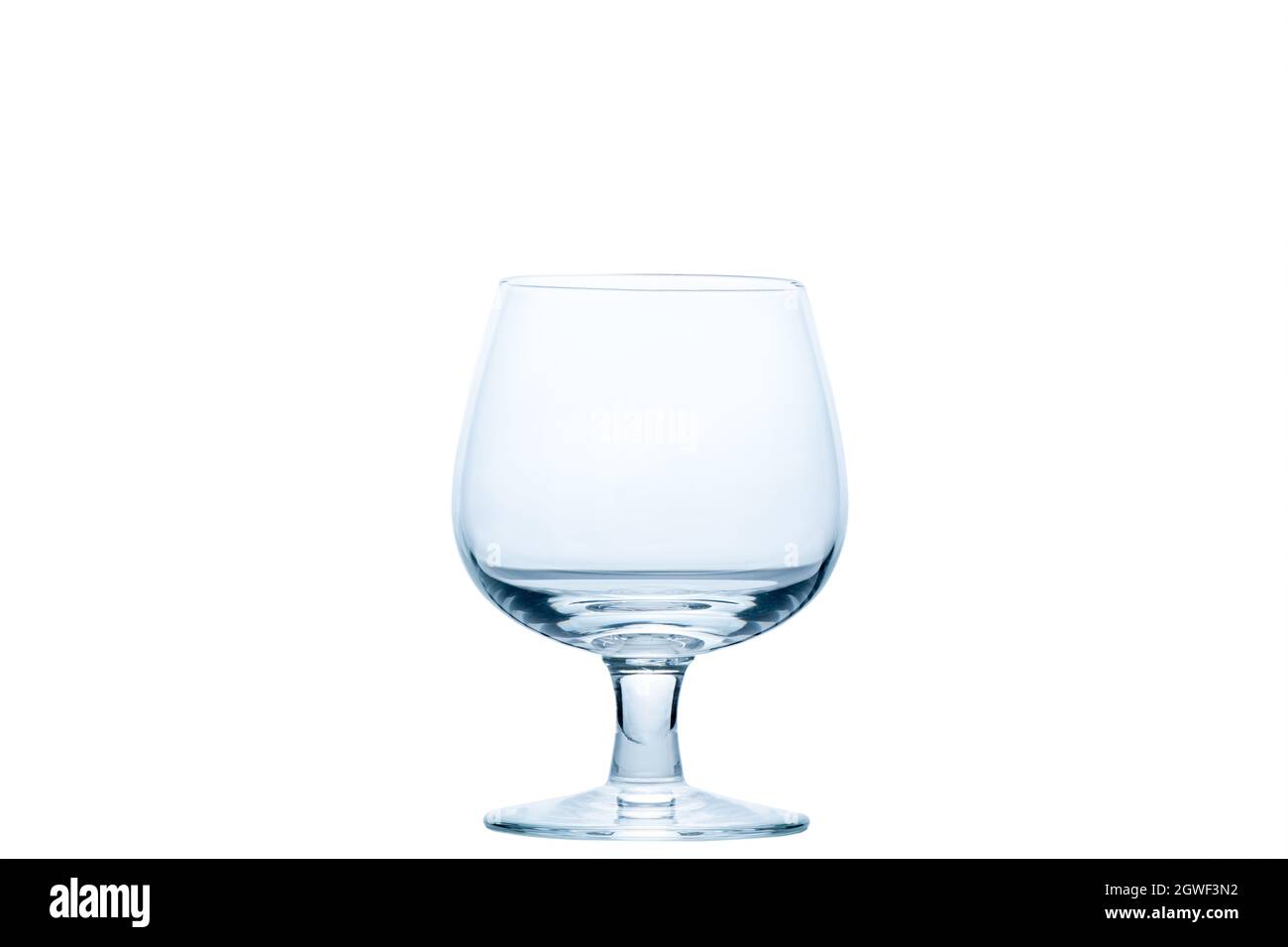 empty Brandy glass isolated on white background, glassware concept Stock Photo