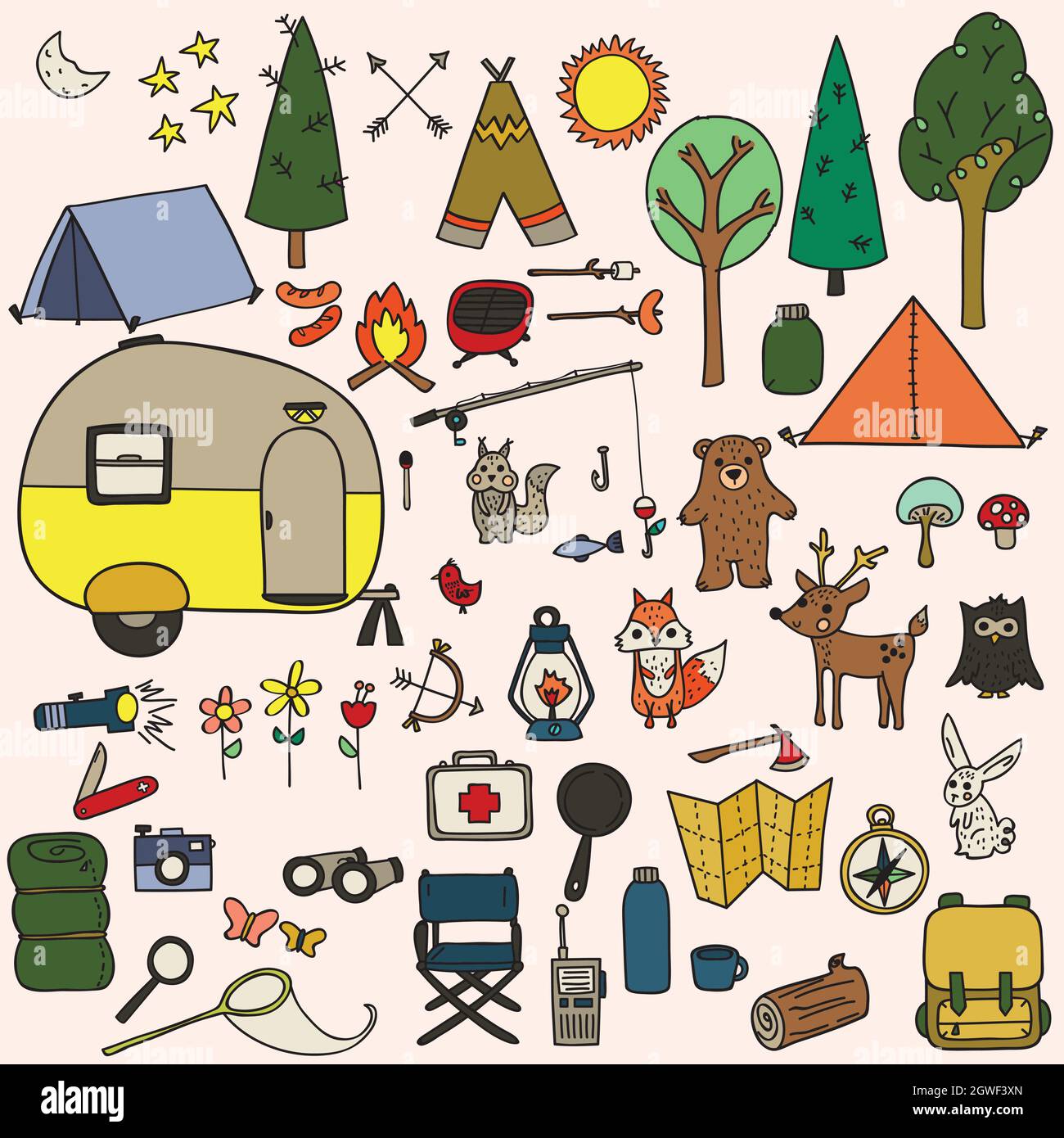 Hunting camping Stock Vector Images - Alamy