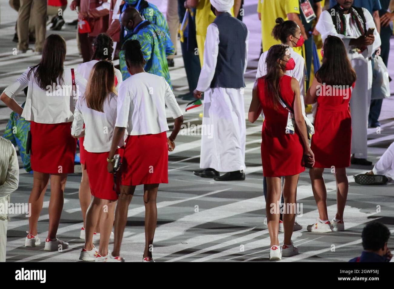 JULY 23rd, 2021 - TOKYO, JAPAN: women athletes of Team Spain during the Opening Ceremony of the Tokyo 2020 Olympic Games (Photo by Mickael Chavet/RX) Stock Photo